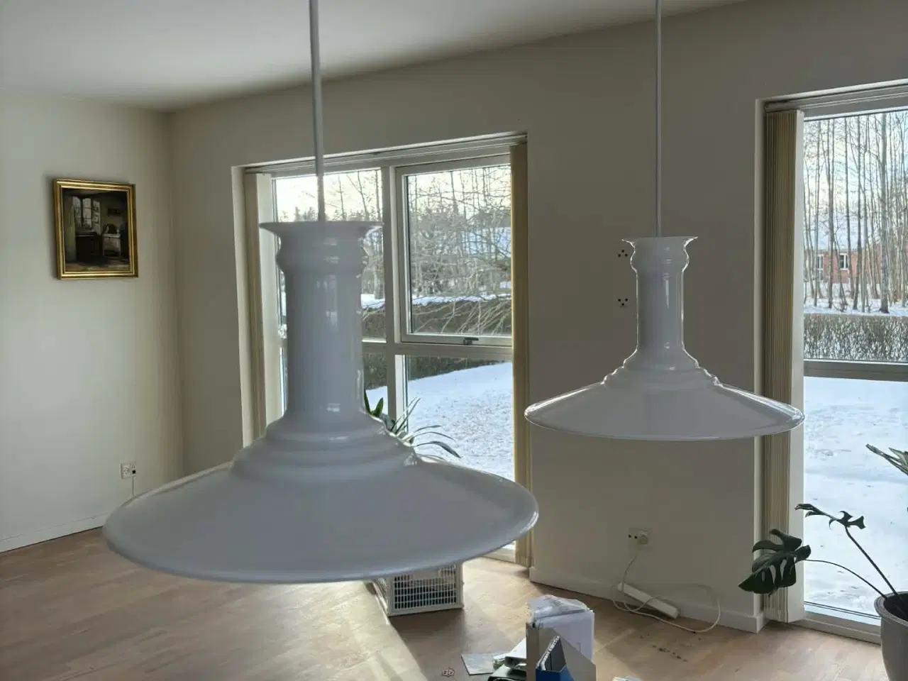 Billede 2 - 2 Holmegaard Ampler, og loftskinne