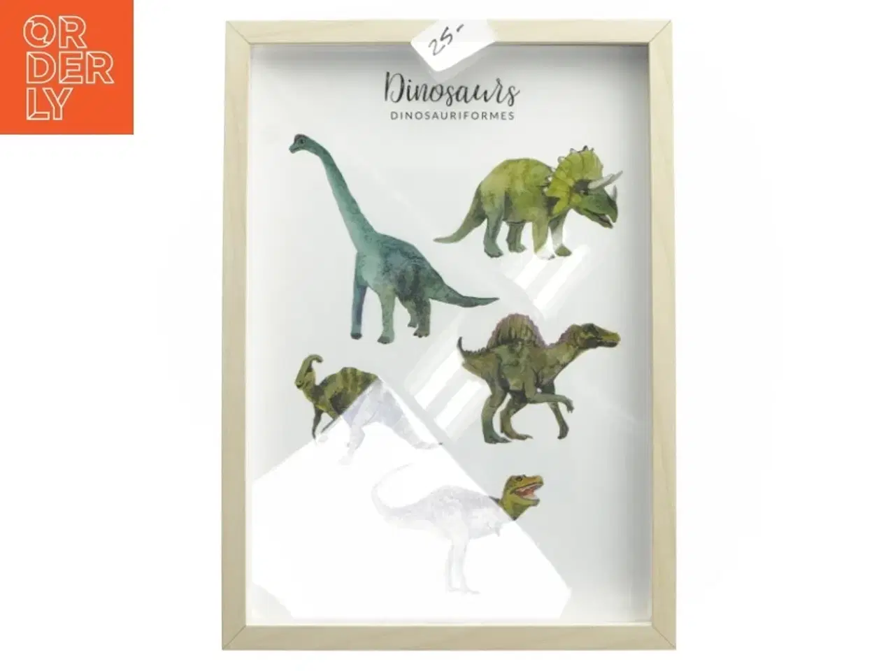 Billede 1 - Dinosaur billede med ramme (str. 32x23 cm)