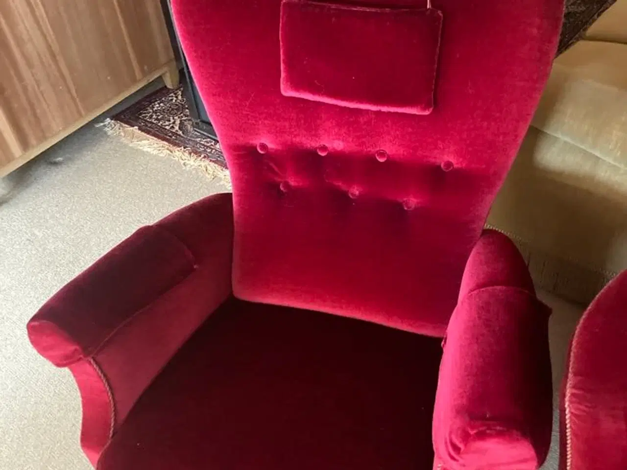 Billede 3 - Sofasæt retro rødt velour