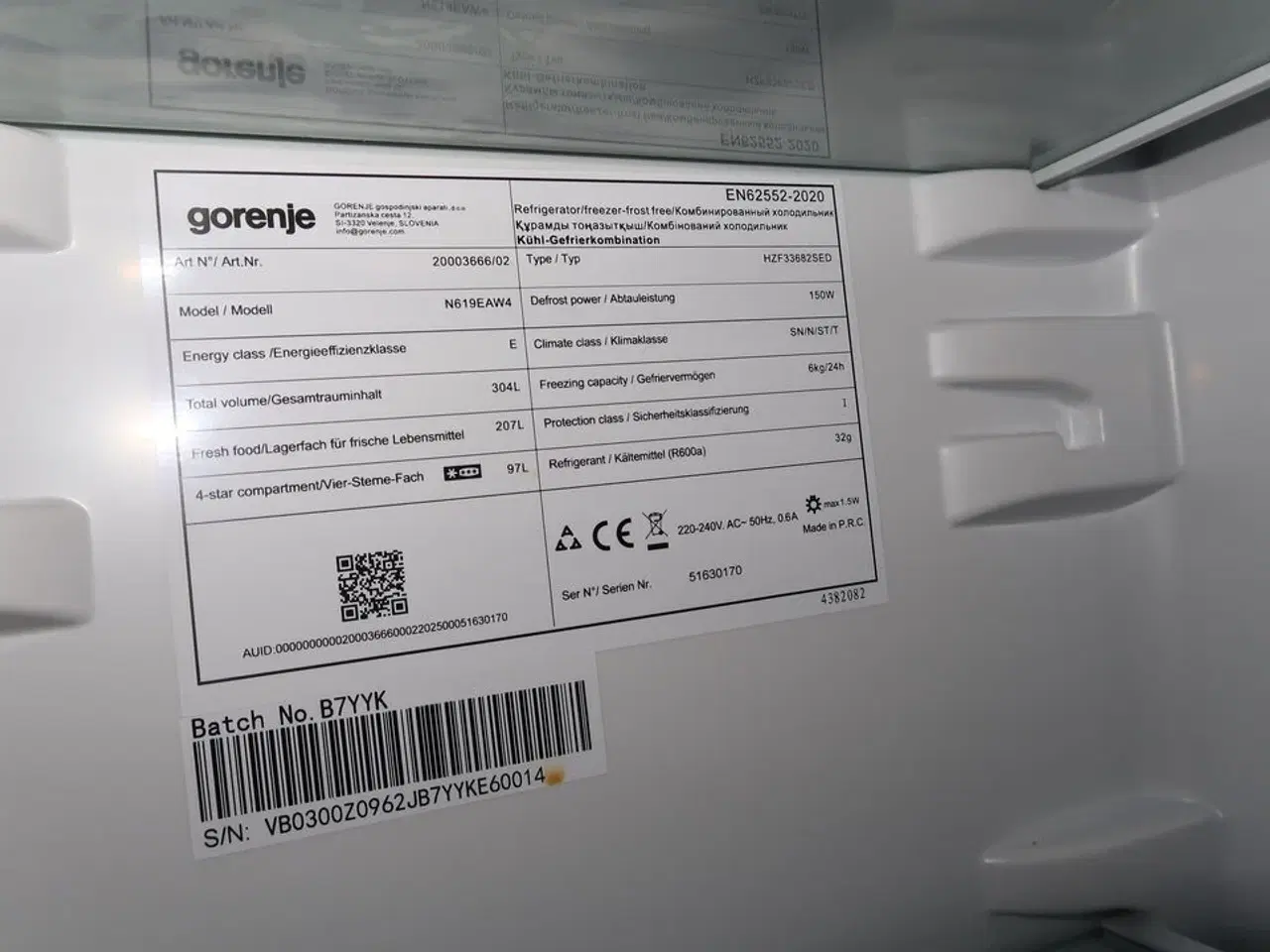 Billede 3 - Køle/fryseskab GORENJE N619EAW4