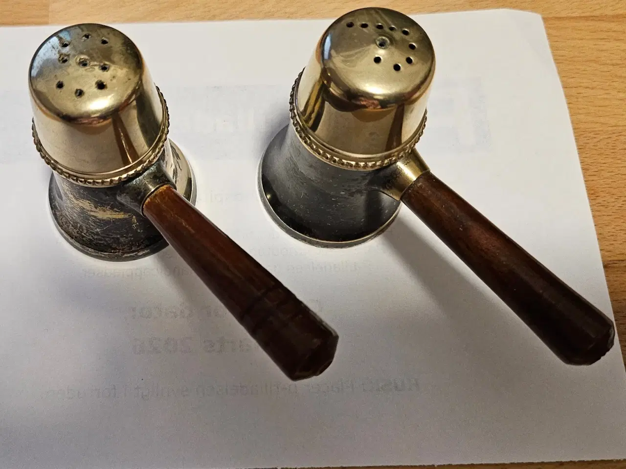 Billede 1 - Antik salt og peber sæt messing