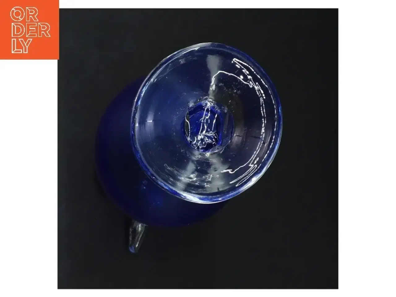 Billede 2 - Blå glasvase med klare håndtag (str. 25 cm)