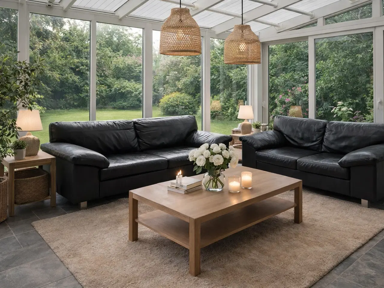 Billede 1 - Lædersofasæt 2,5 + 3 Pers. 