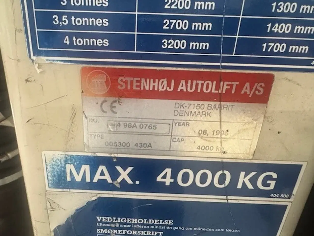 Billede 2 - Autolift Stenhøj 4 søjlet 4 ton.