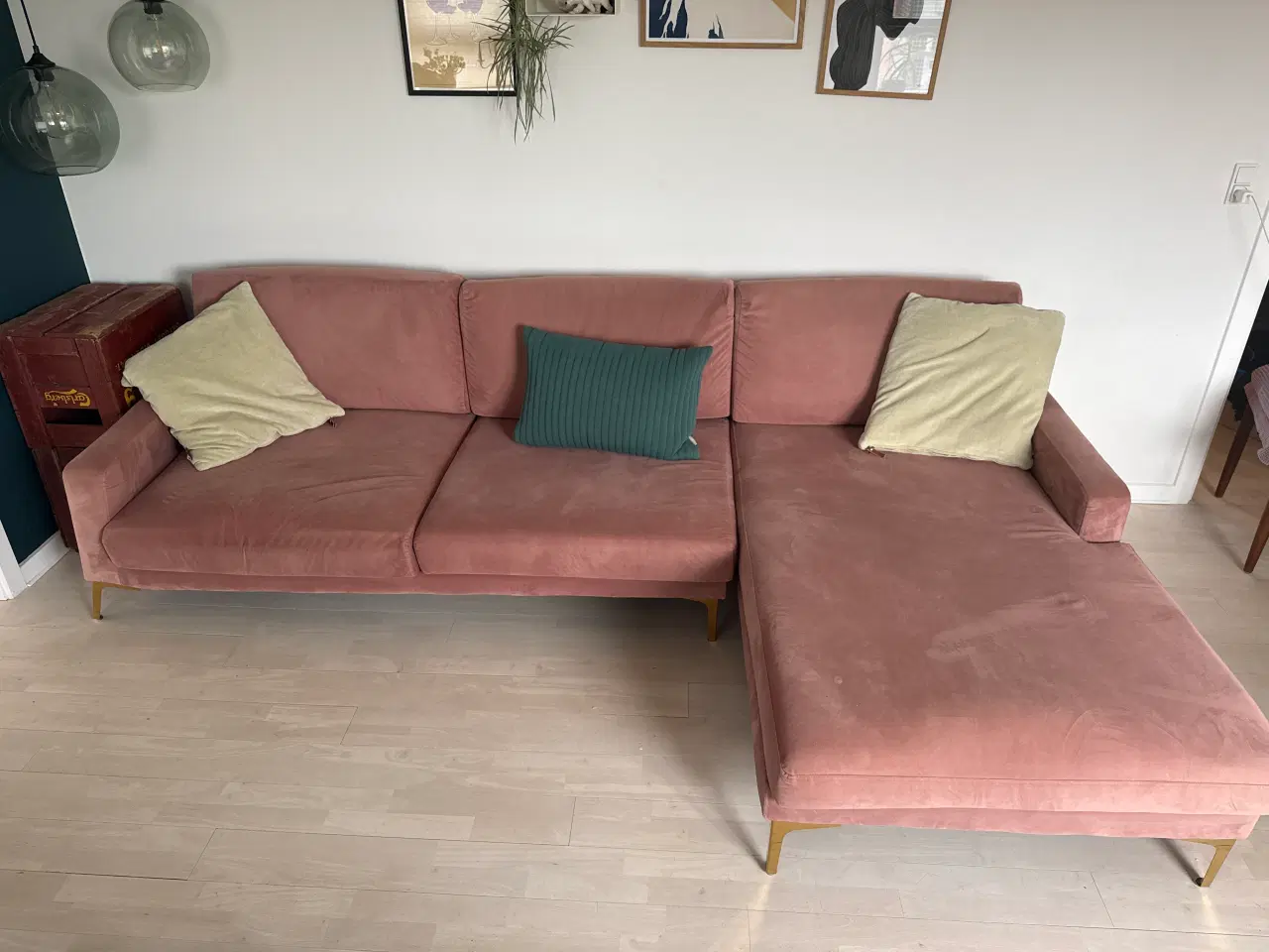 Billede 1 - Rosa velour sofa