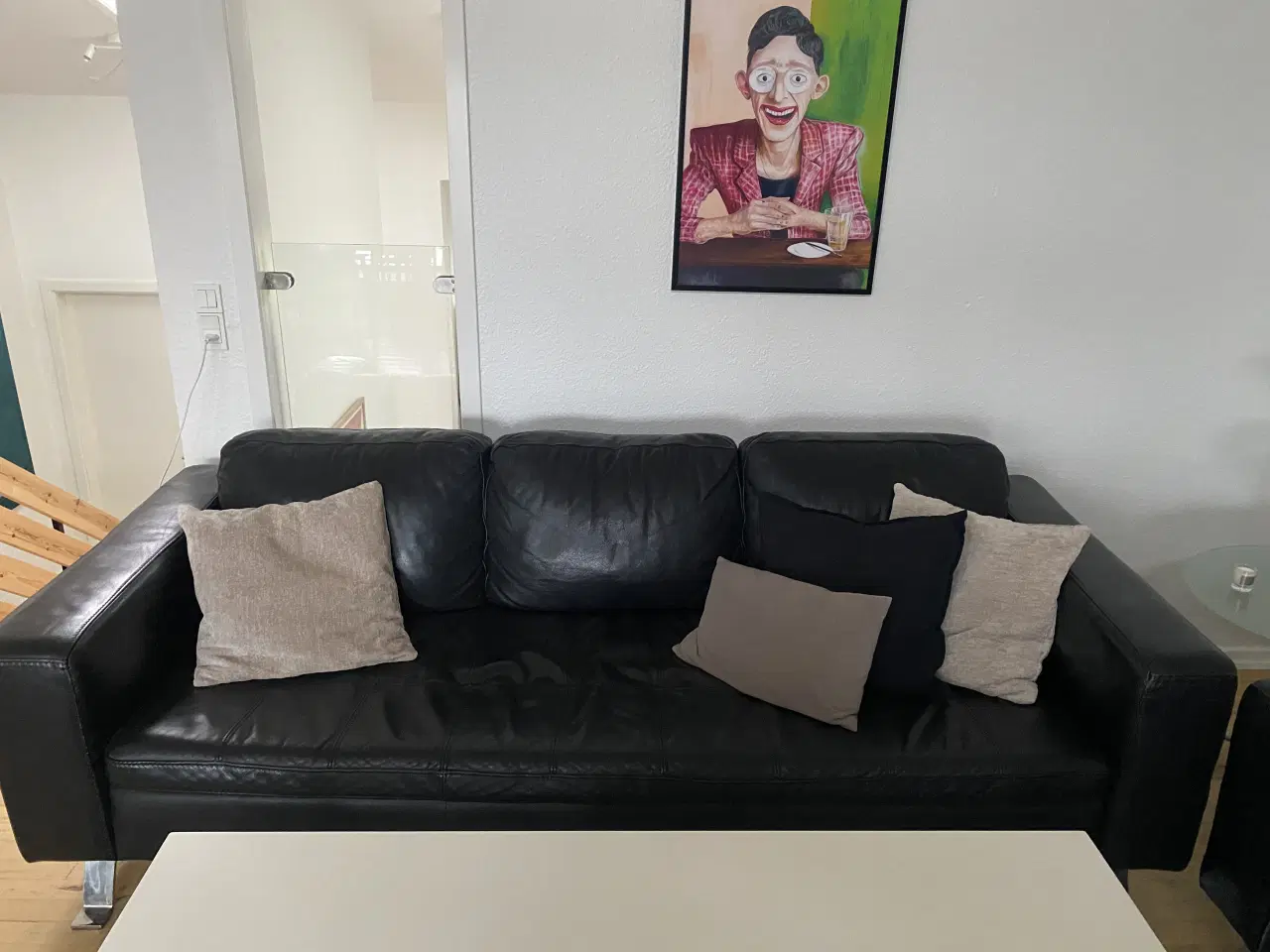 Billede 7 - 2 og 3 personers lædersofa med faste hynder