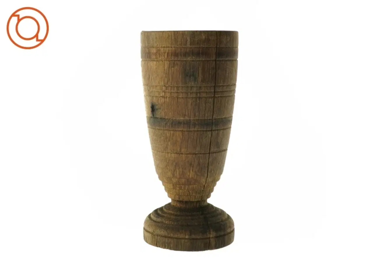 Billede 1 - Antik Træ Vase Lysestage (str. 21 x 10 cm)