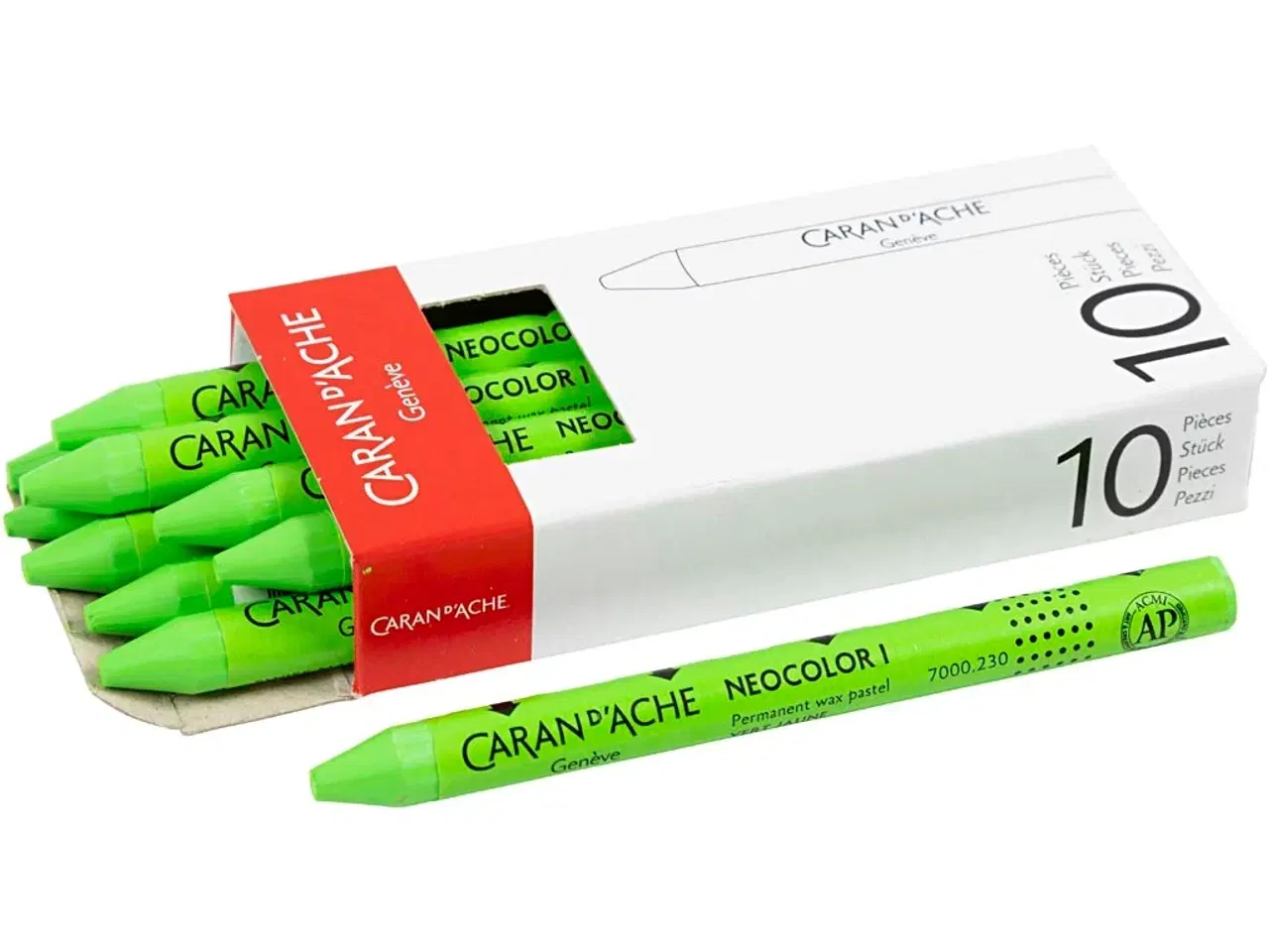 Billede 1 - CARAN D’ACHE Neocolor I, L: 10 cm, tykkelse 8,5 mm, yellow green (230), 10stk./ 1 pk.