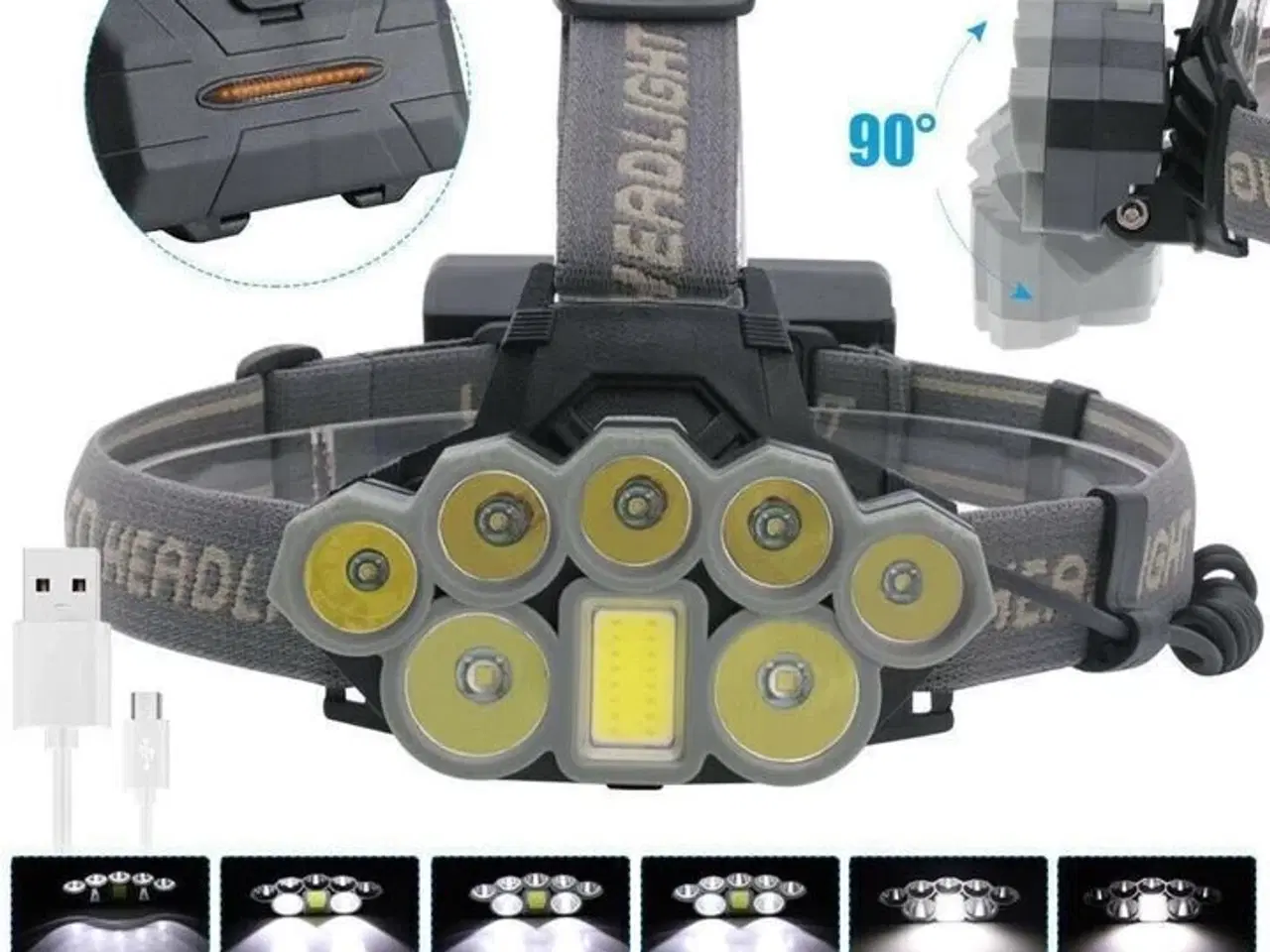 Billede 2 - 2 stk. Pandelampe med 8x LED Vandtæt