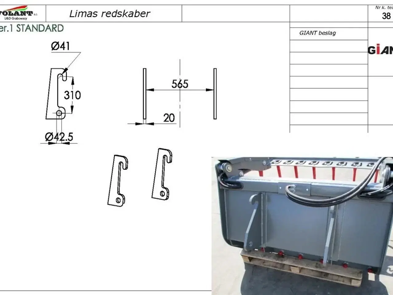 Billede 2 - Limas Pallegfler 2500kg Med Giant beslag