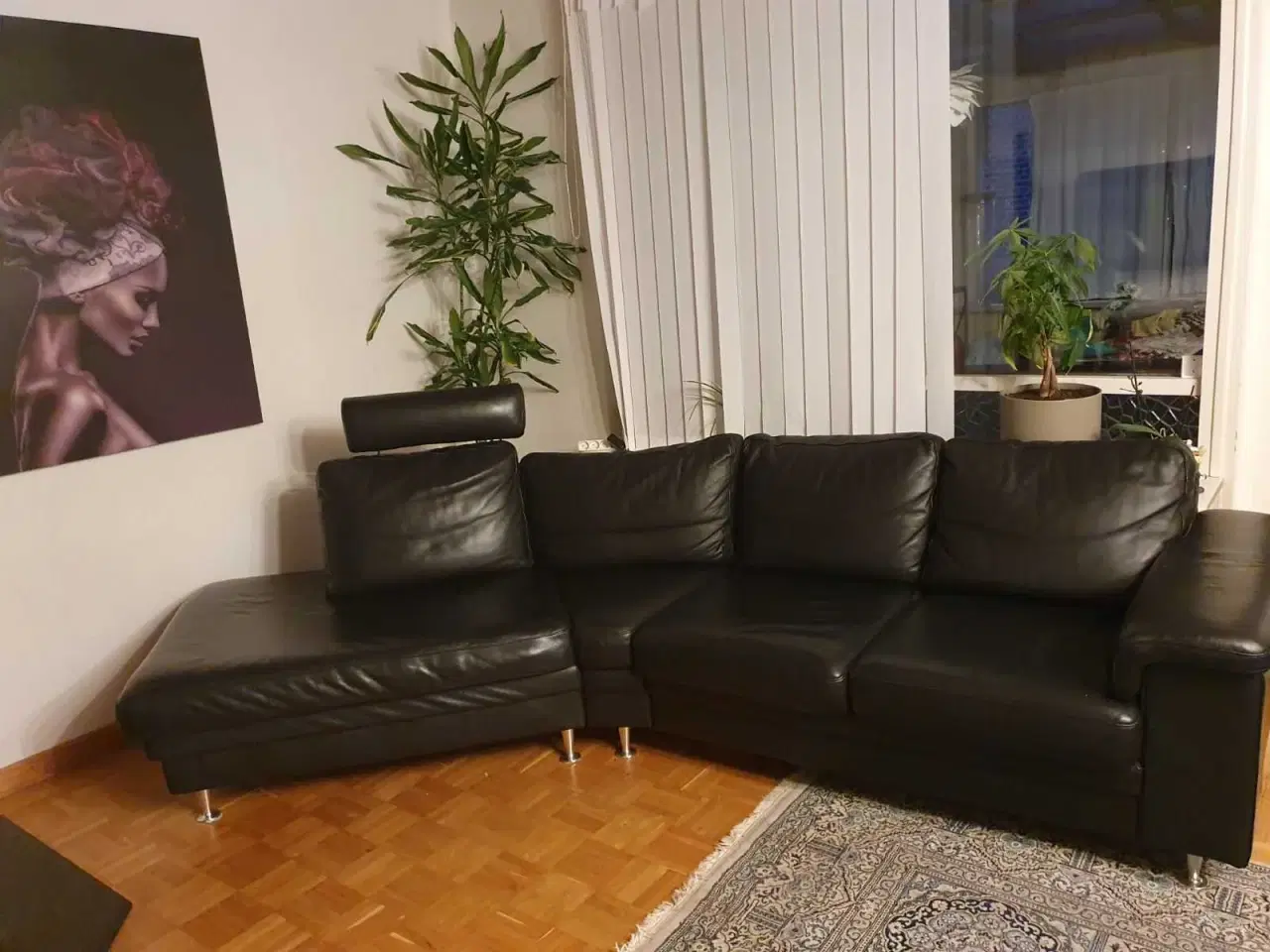 Billede 3 - Lædersofa med metalben – Hjørnesofa med aftagelig