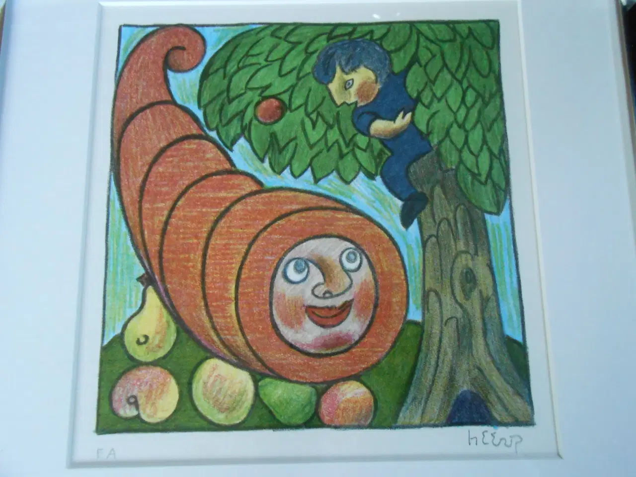 Billede 4 - Litografi, Henry Herrup, motiv: Æbleskud, b: 42,5