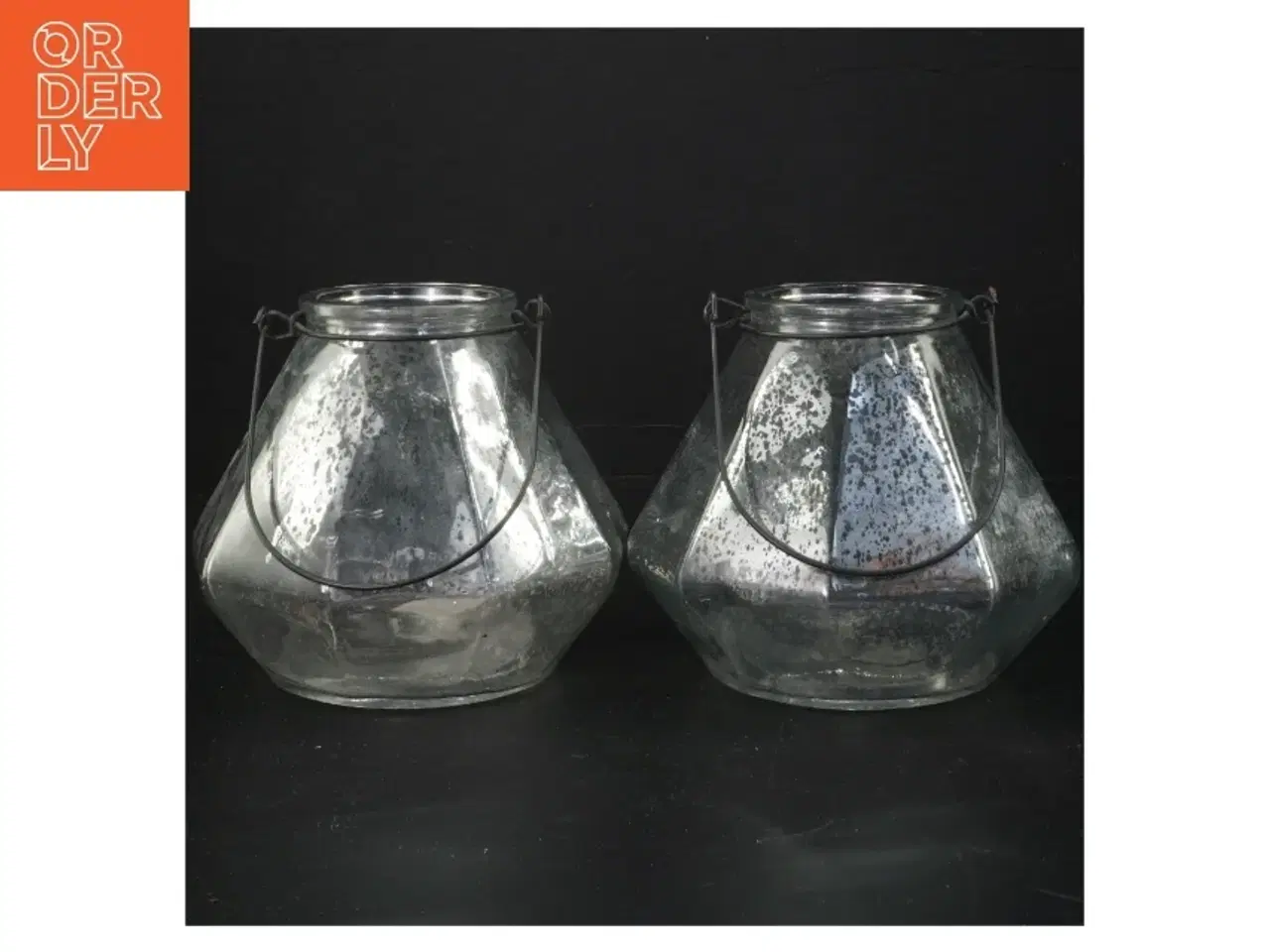 Billede 1 - 2 Glaslanterner med hank (str. Ø. 15 cm. )