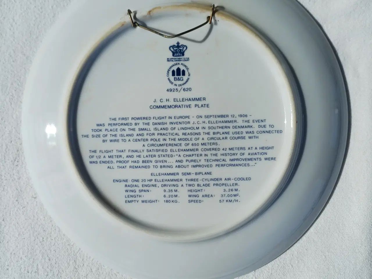 Billede 2 - Ellehammer Flyplatte 75 år 21 cm 
