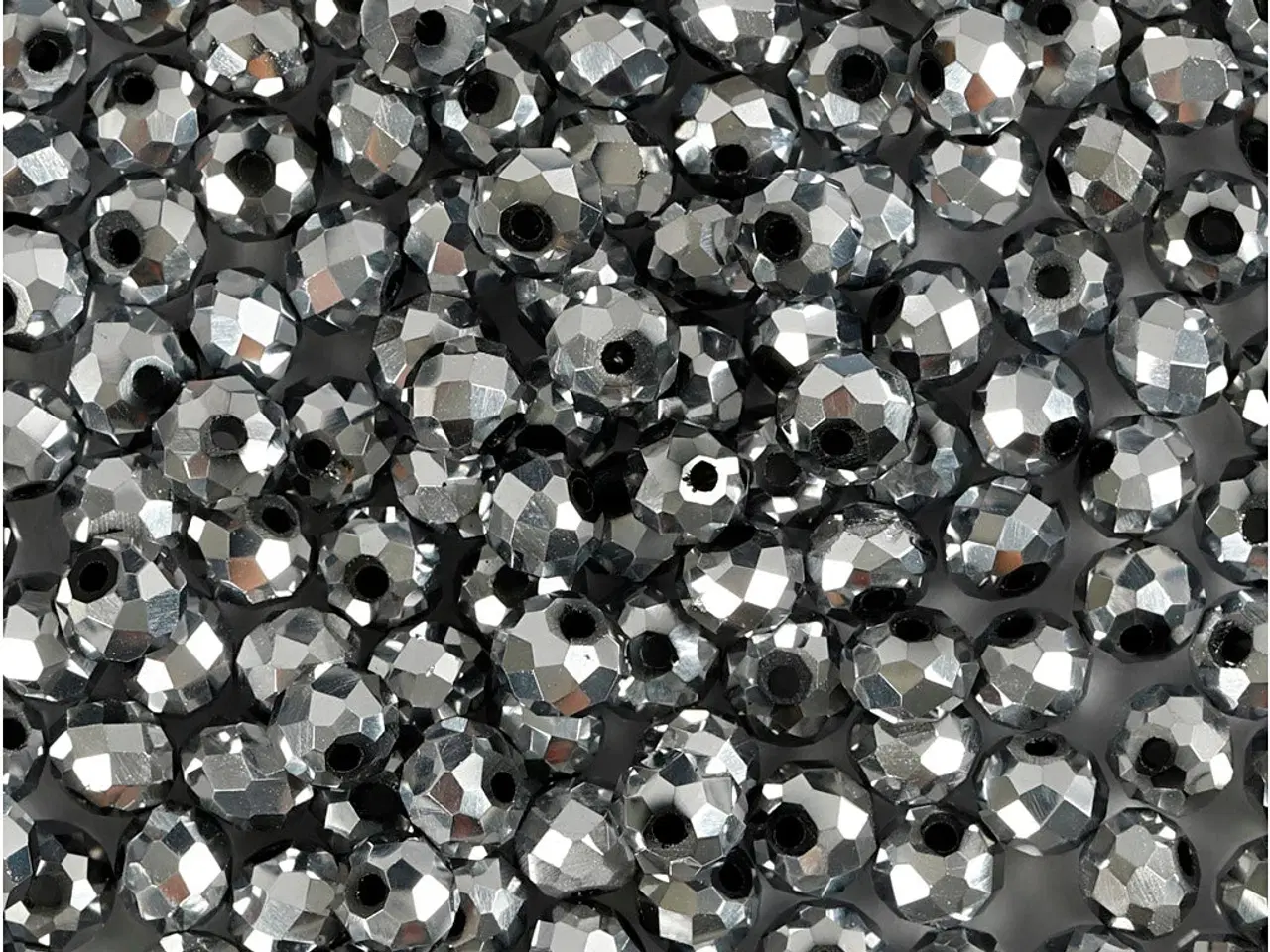 Billede 1 - Facetperler, str. 3x4 mm, hulstr. 0,8 mm, metallic grå, 100stk./ 1 pk.