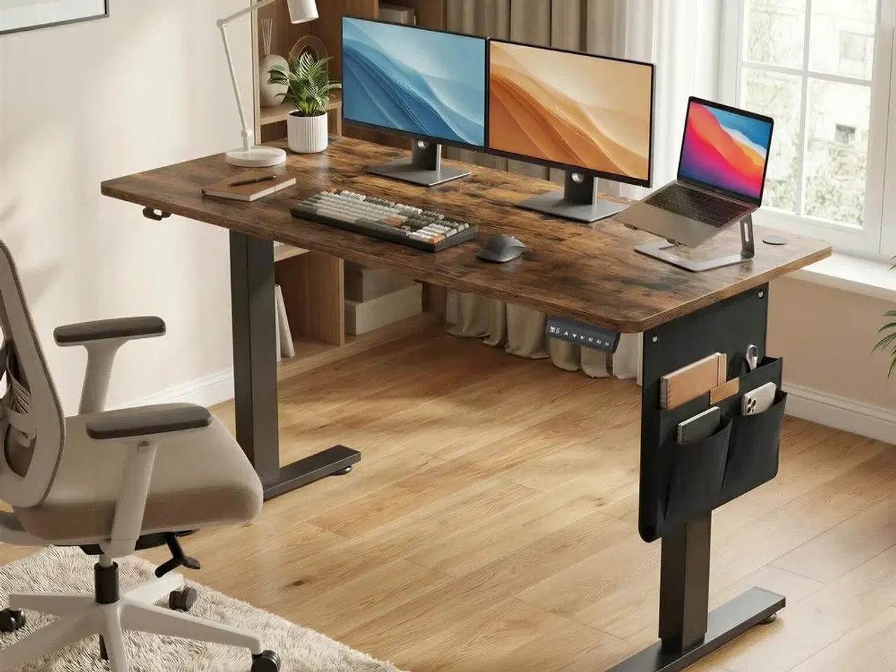Billede 4 - Elektrisk hæve-sænkebord 180 × 80 cm med memory - vintage brun