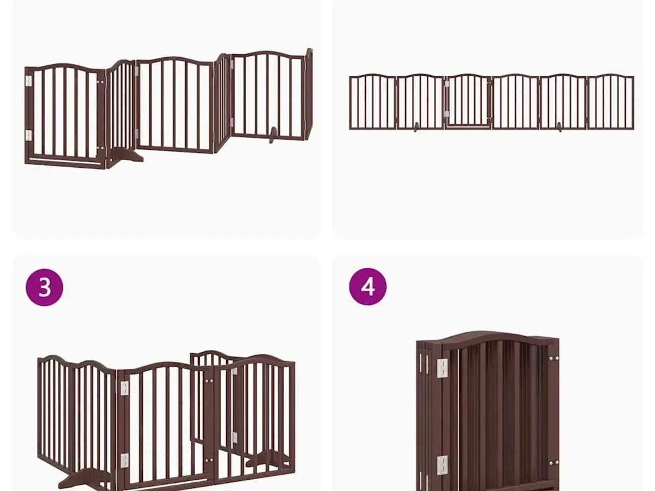 Billede 7 - Hundelåge med dør 6 paneler 300 cm foldbar poppeltræ brunt eg