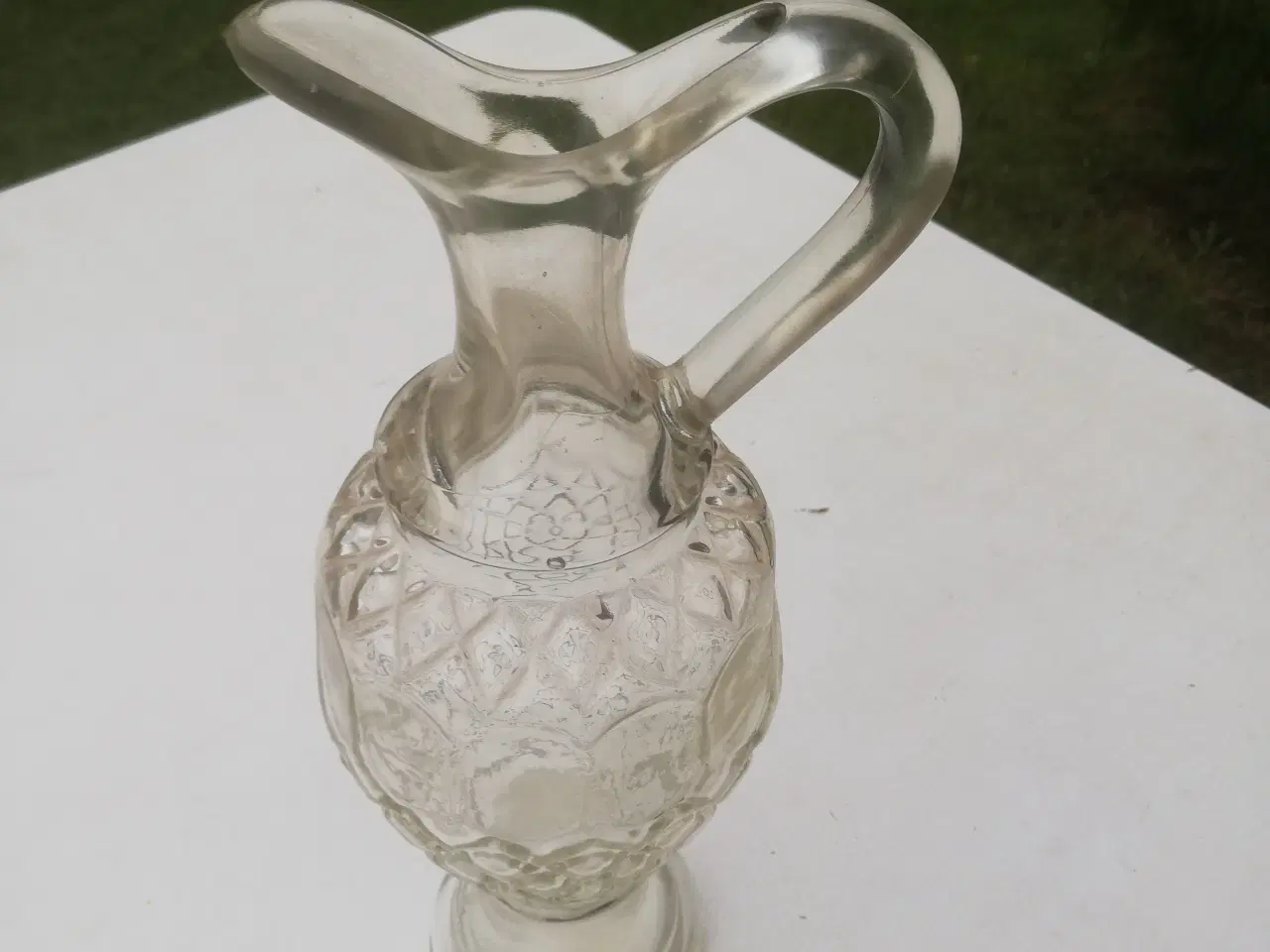 Billede 1 - Klar antik glaskande med mønstre 