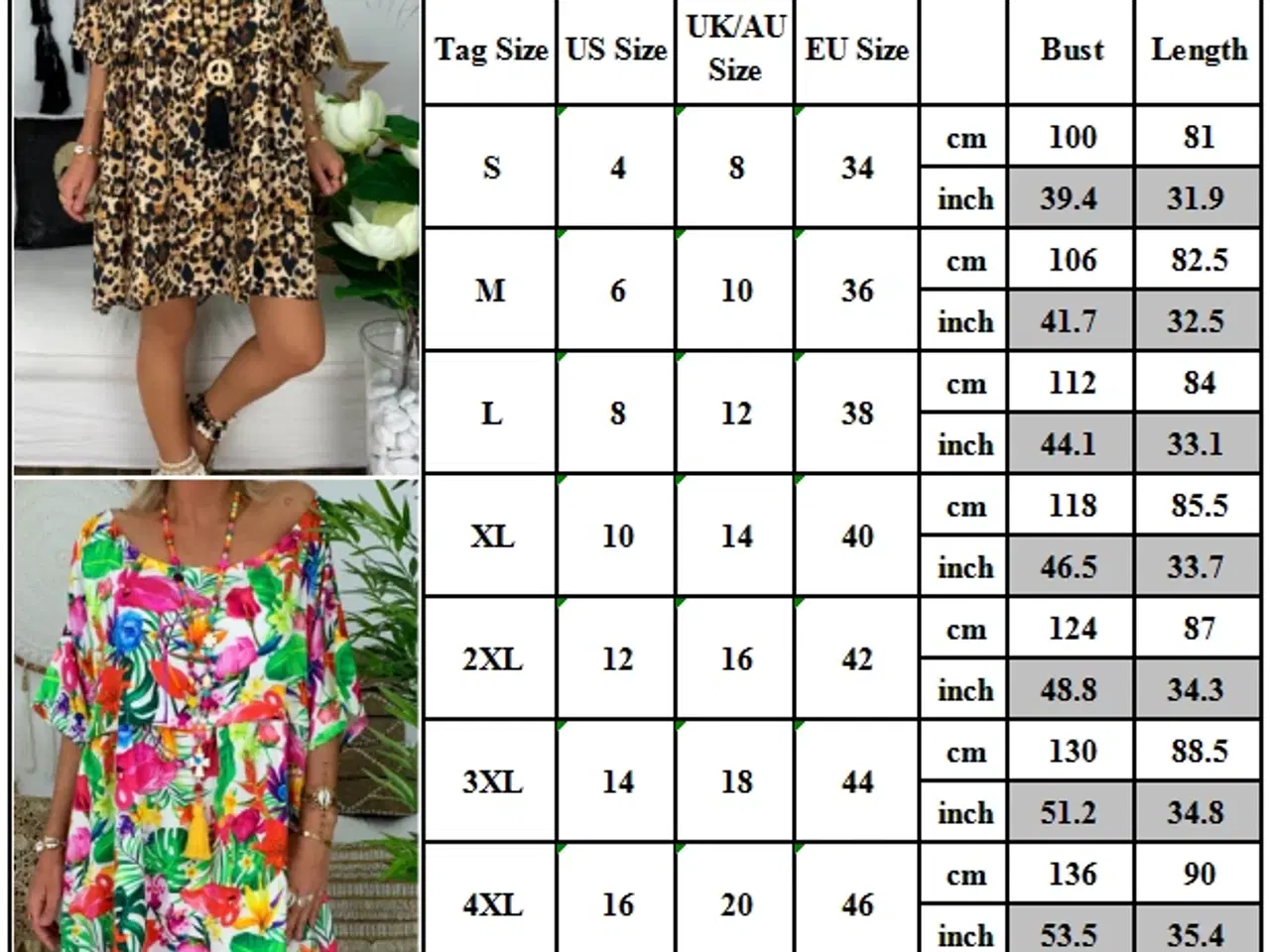 Billede 3 - BOHO kjoler.2 typer.Print: leopard og blomstret