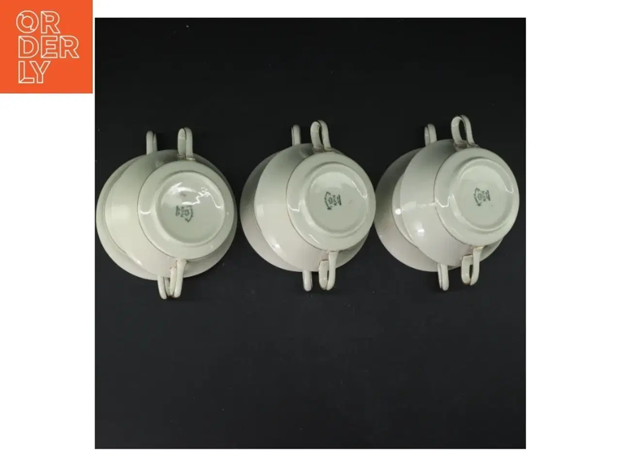Billede 4 - Porcelænssupperkopper med underkopper og guldkant fra KPM (str. Ø. 13 cm)