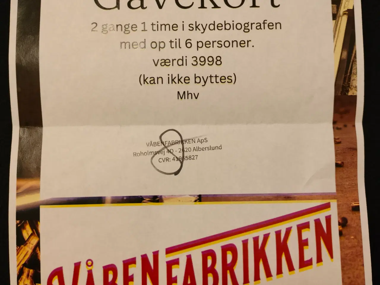 Billede 1 - Gavekort/skydebiograf