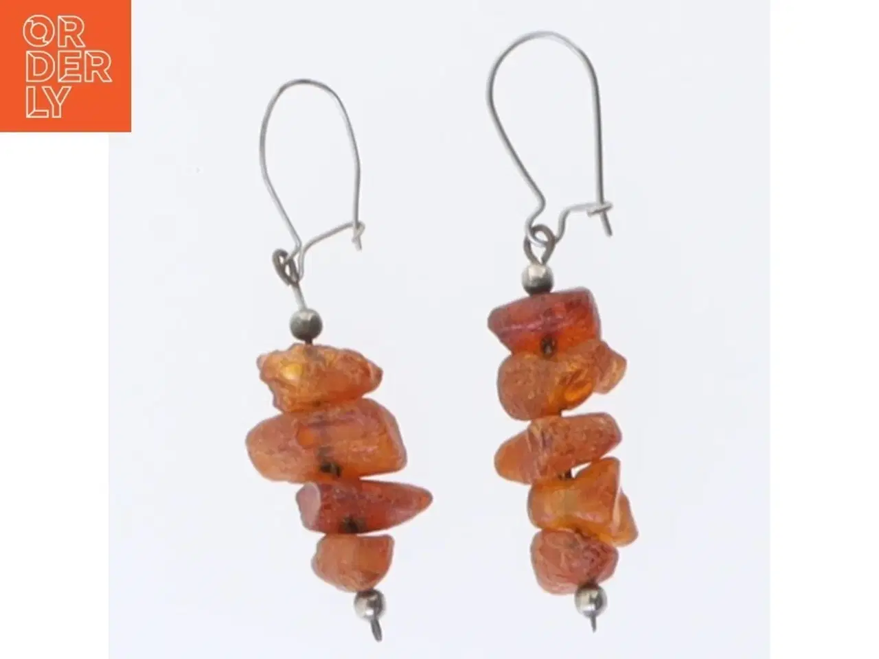 Billede 1 - Øreringe med rav (str. 4 cm)