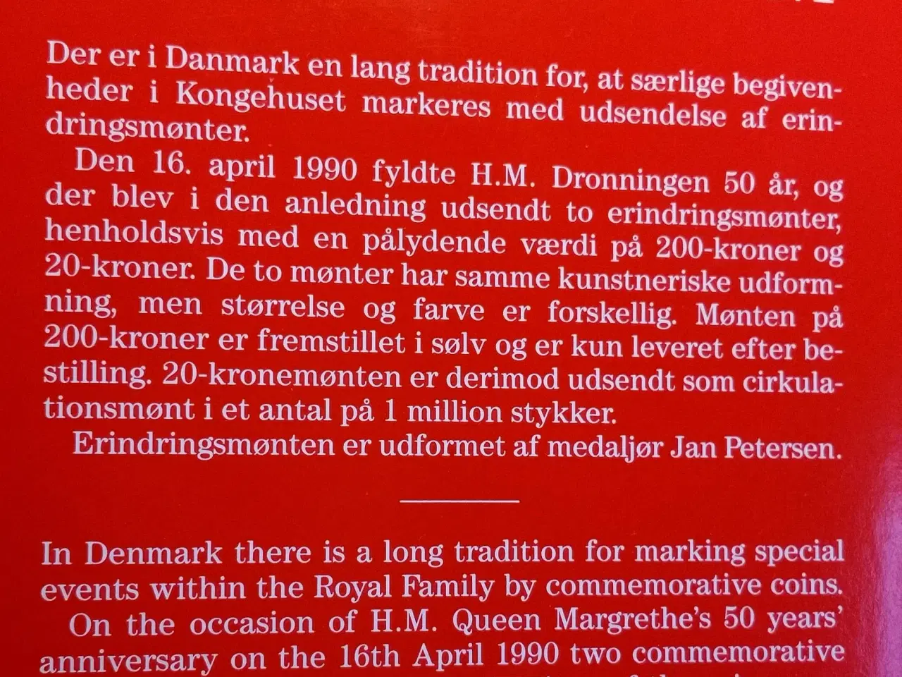 Billede 6 - DET KGL MØNTSÆT 1990 med 20 krone 1990 Mar 50 År