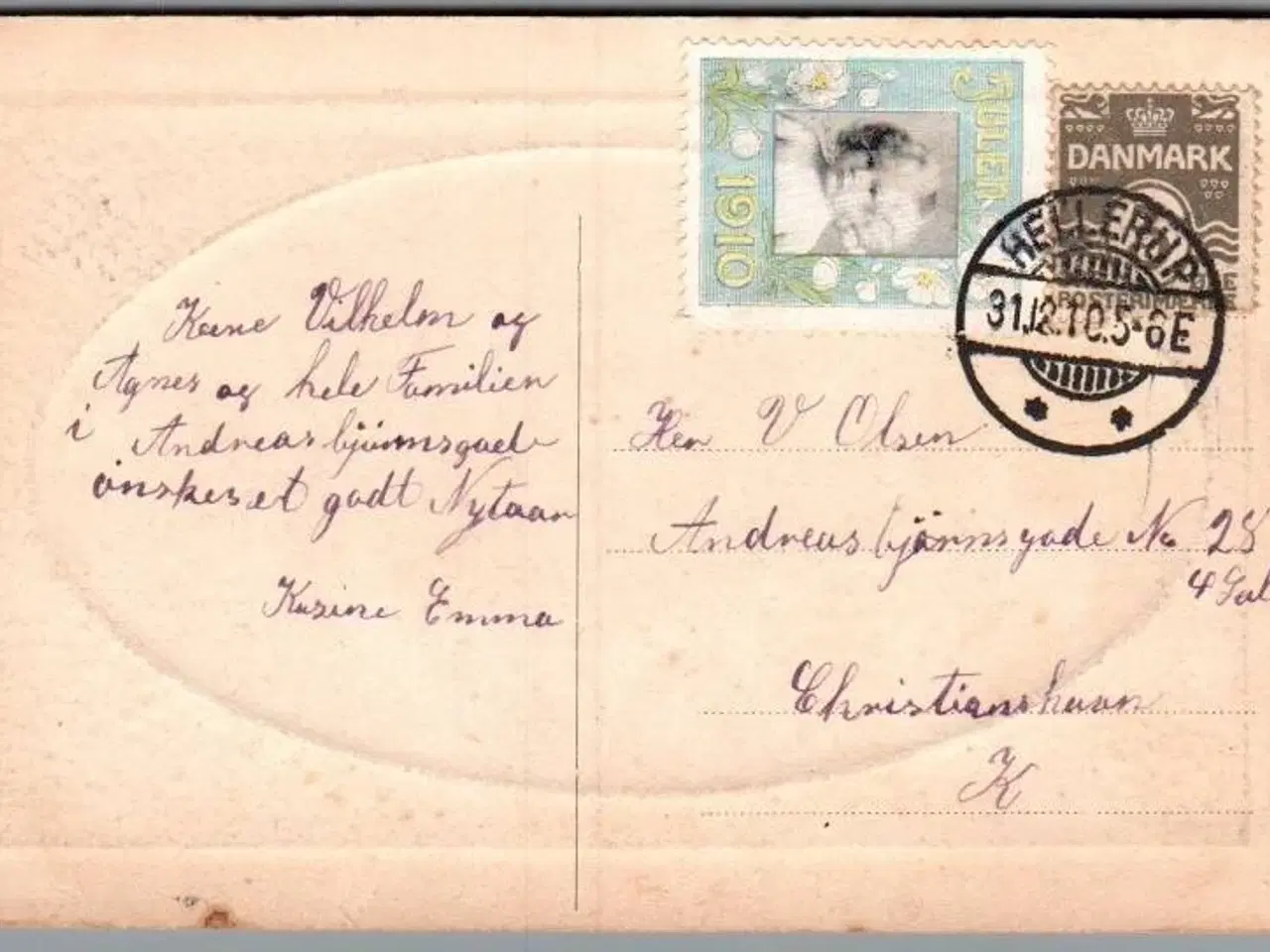 Billede 1 - Julemærke 1910 på Postkort