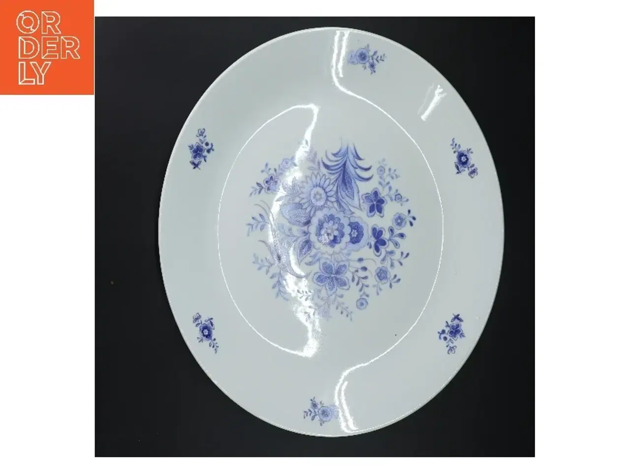 Billede 1 - Porcelænsfad med blåt mønster (str. Ø 33,5 cm)