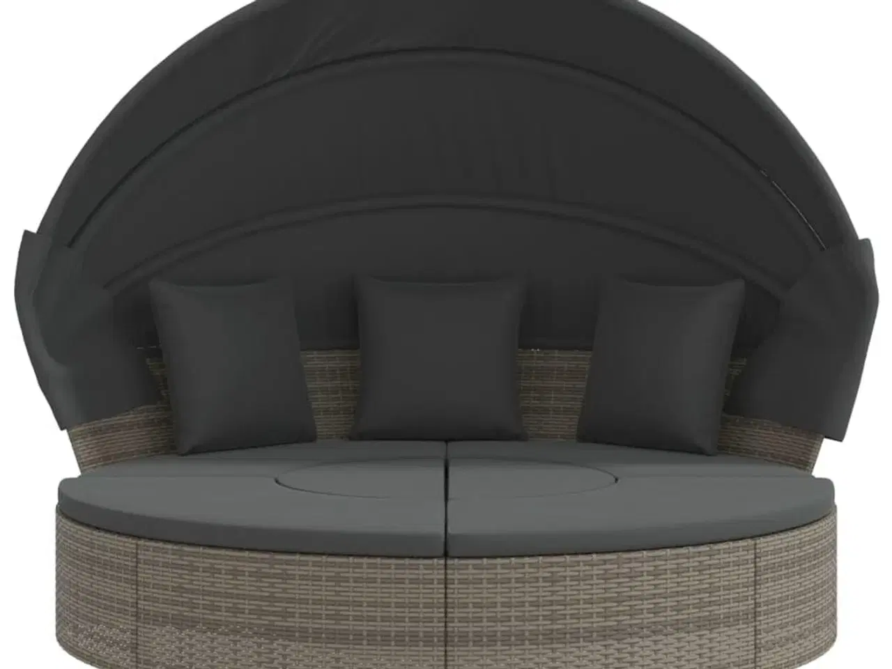 Billede 3 - Udendørs loungeseng med tag og hynder polyrattan grå
