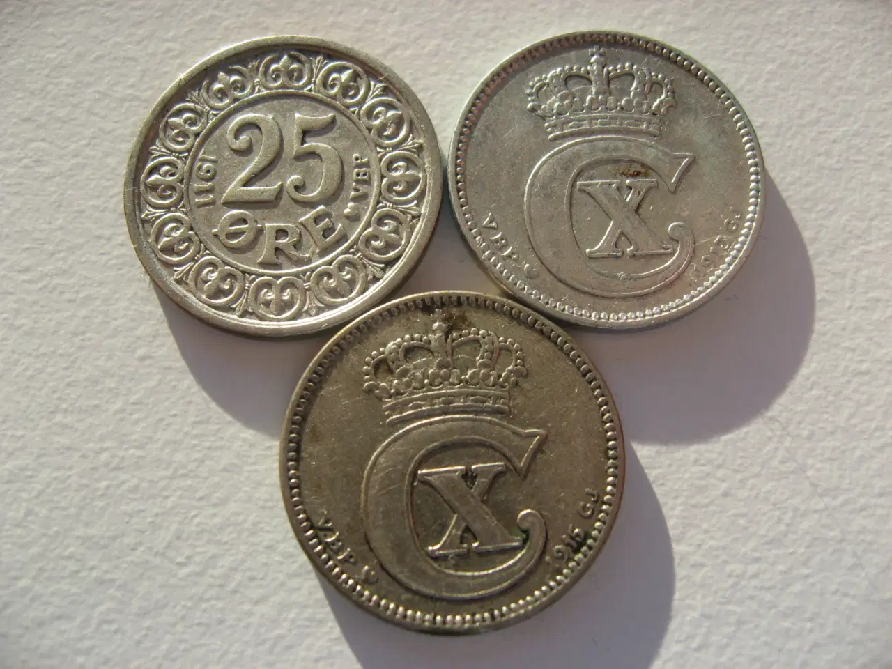 Billede 1 - RES. Flotte sølv 25 ører 1911,13,15. Samlet pris