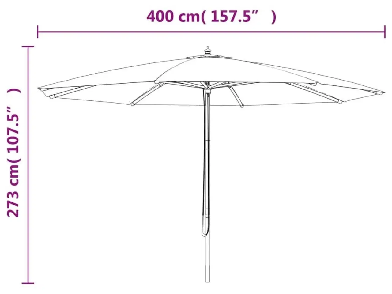 Billede 8 - Haveparasol med træstang 400x273 cm gråbrun