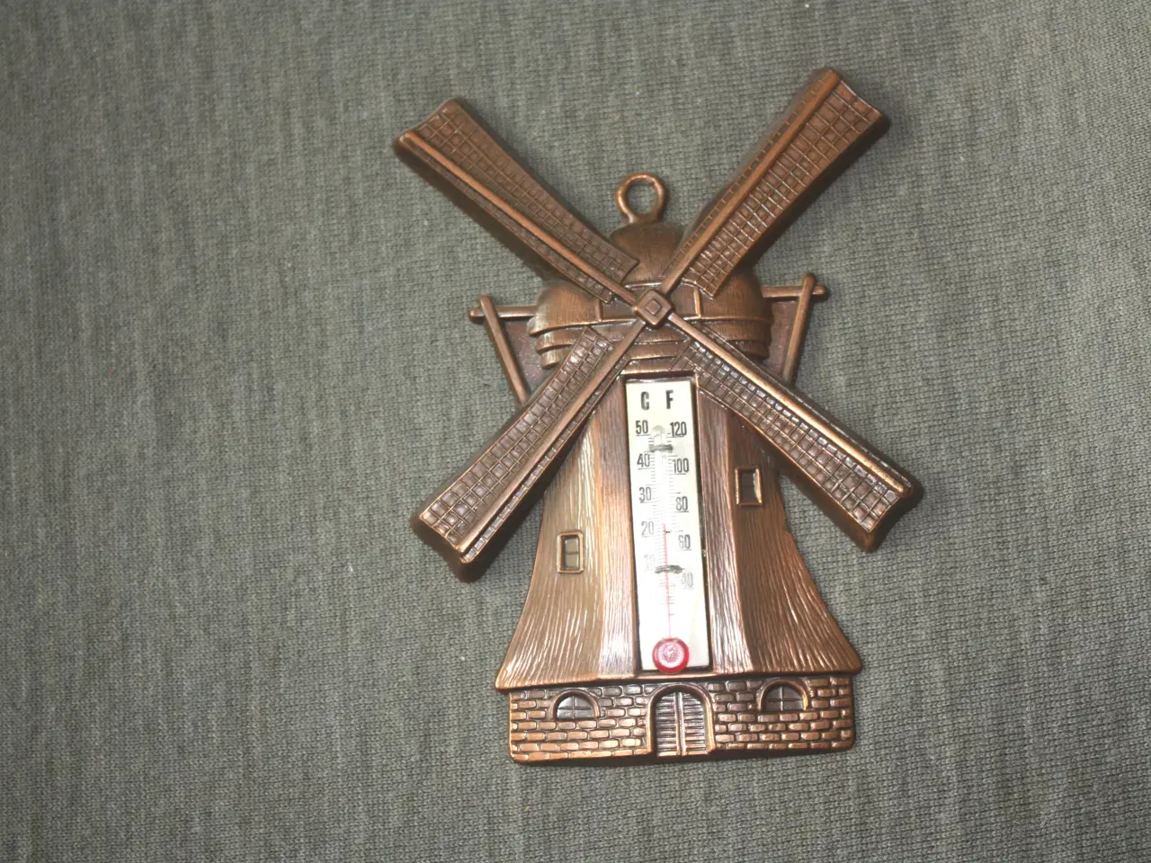 Billede 1 - Vægtermometer i form af vindmølle i metal 13,5 cm