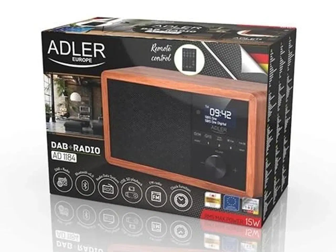 Billede 12 - Radio med vækkeur DAB+/FM – Adler AD 1184, træ/sort