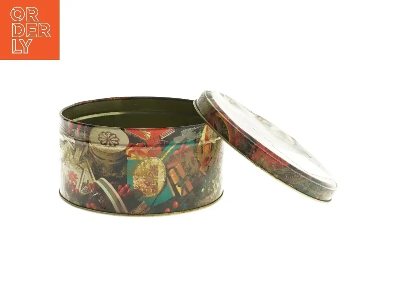 Billede 2 - Dåse med julemotiv (str. Ø 14 cm højde 7 cm)