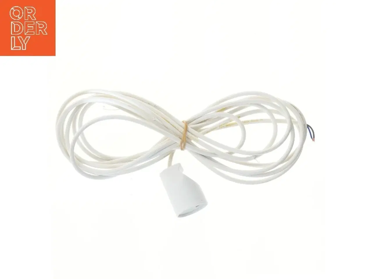 Billede 1 - Langt hvidt elektrisk kabel med fatning (str. ca 420 cm)