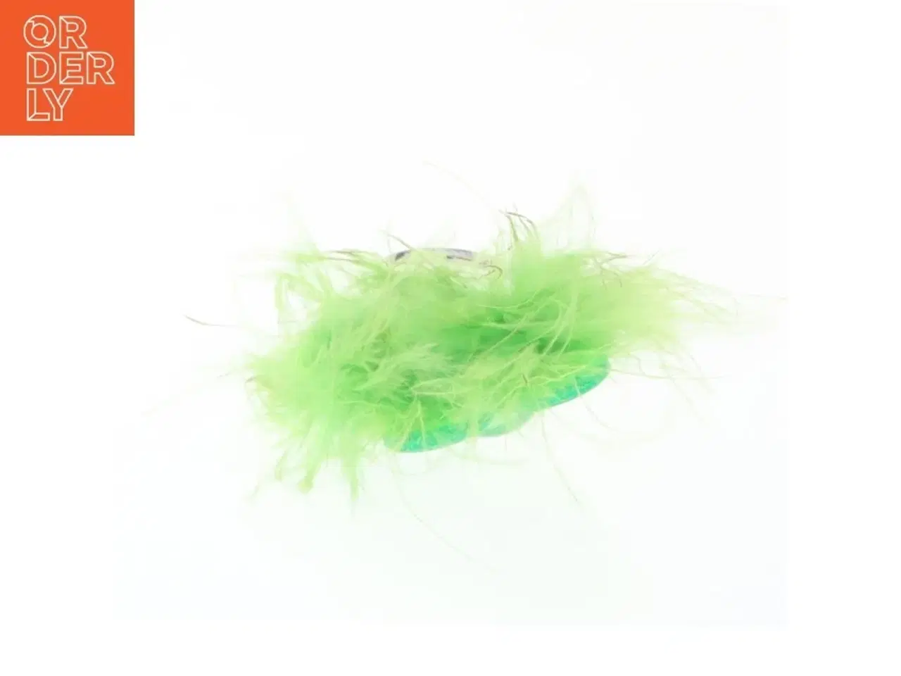 Billede 2 - Grøn nøglering med fjer og blomster vedhæng (str. 10 x 5 cm)