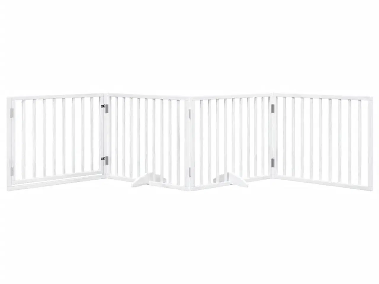 Billede 3 - Hundelåge med dør 4 paneler 320 cm foldbar poppeltræ hvid