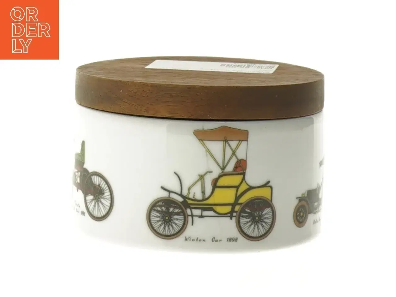 Billede 2 - Krukke med trælåg og automobilmotiv fra Bavaria (str. Ø 11 cm)