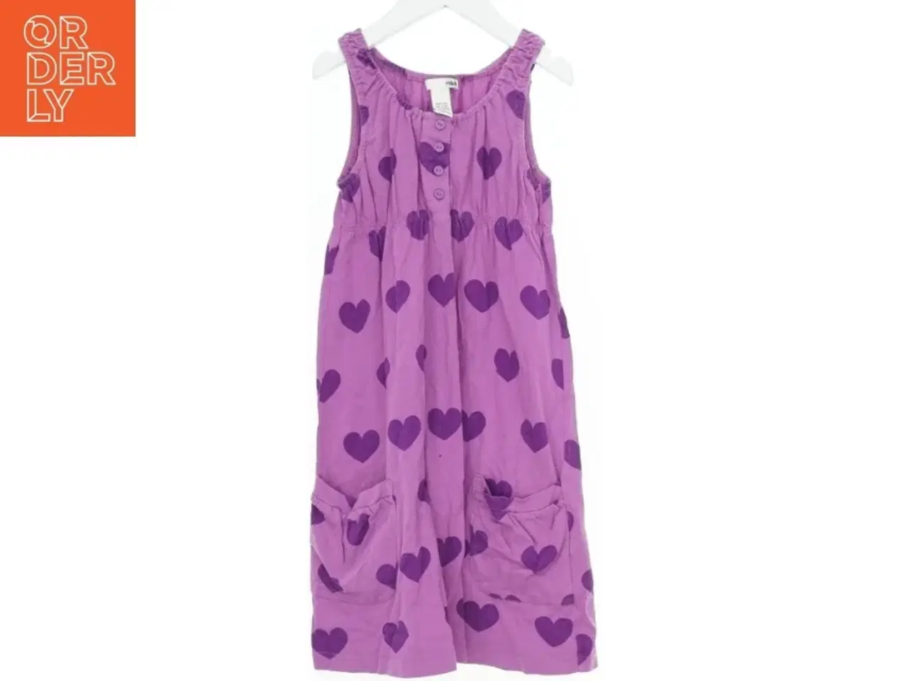 Billede 1 - Lilla kjole med hjertemønster fra H&M (str. 128)
