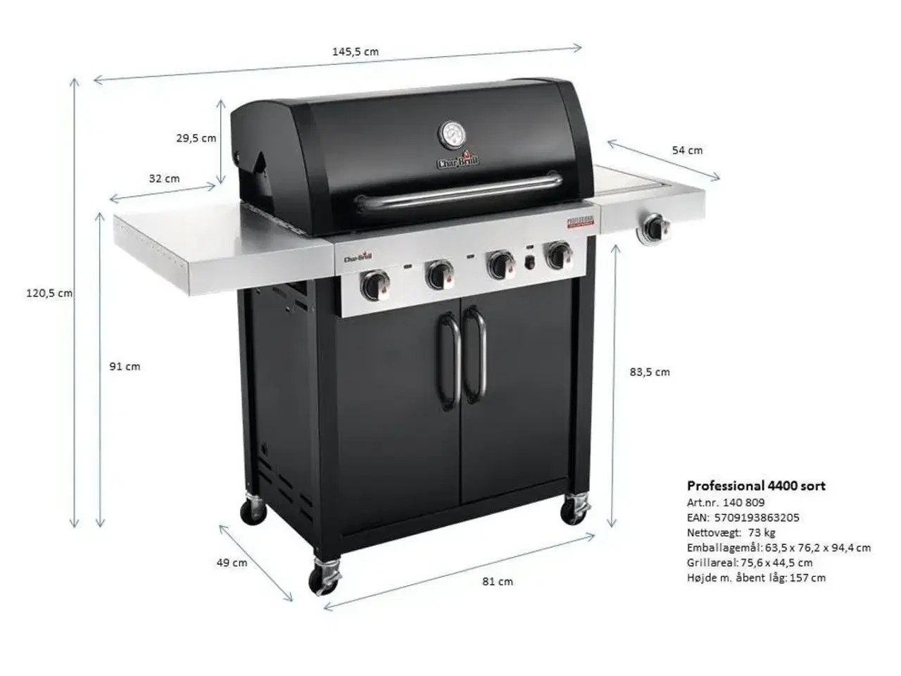 Billede 5 - Gasgrill, CharBriol 4400 Sort