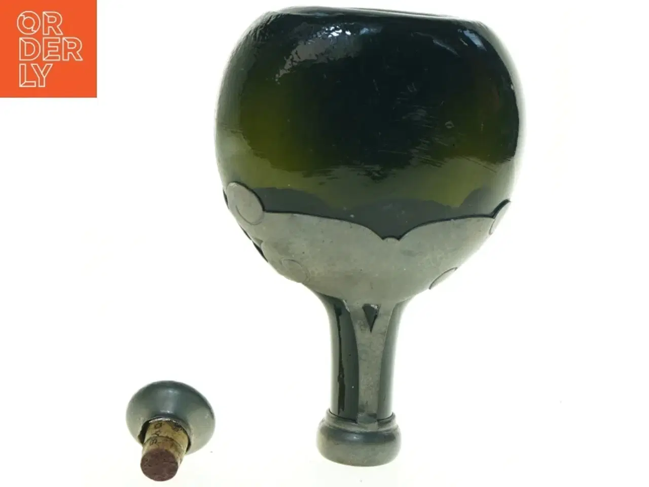 Billede 5 - Antik Tindekoreret Glasdekantér flaske med dekorativt mønster og prop (str. 24 x, 14 cm)