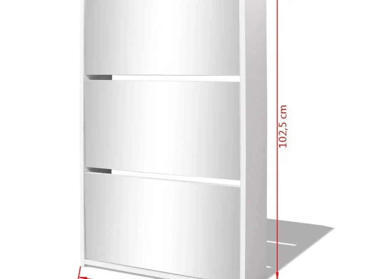 Billede 5 - Skoskab 3 skuffer spejl 63 x 17 x 102,5 cm hvid