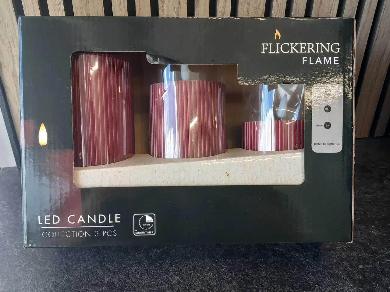 Billede 1 - Bordeauxrød led bloklys