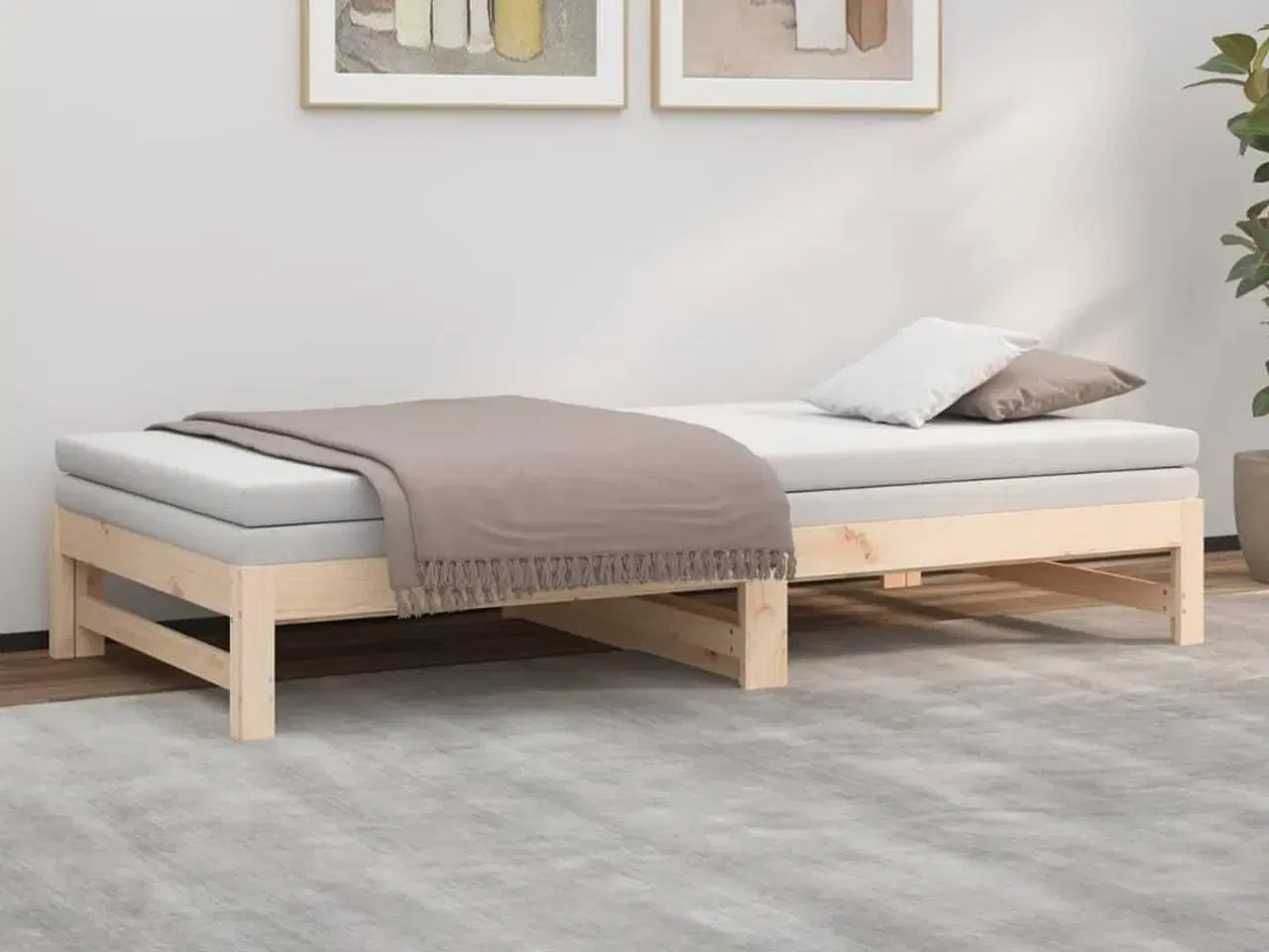 Billede 4 - Daybed med udtræk 2x(90x200) cm massivt fyrretræ