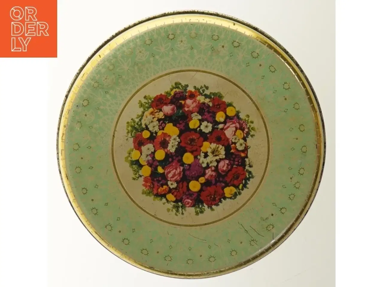 Billede 2 - Dekorativ rund metaldåse (str. Ø 19x11,5 cm)