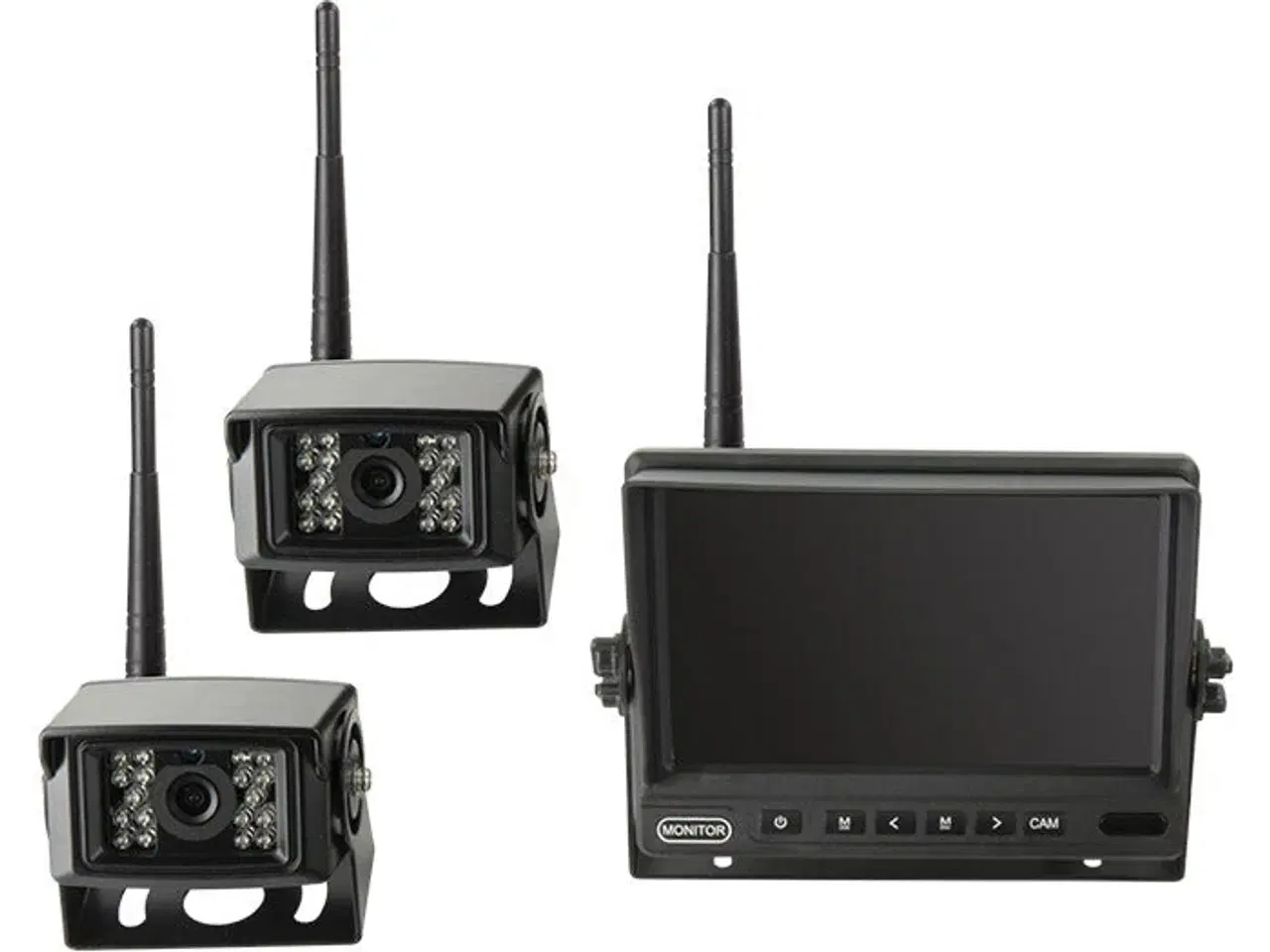 Billede 1 - 7" Bakkamera sæt med 2 kameraer (trådløst) 12V + 24V