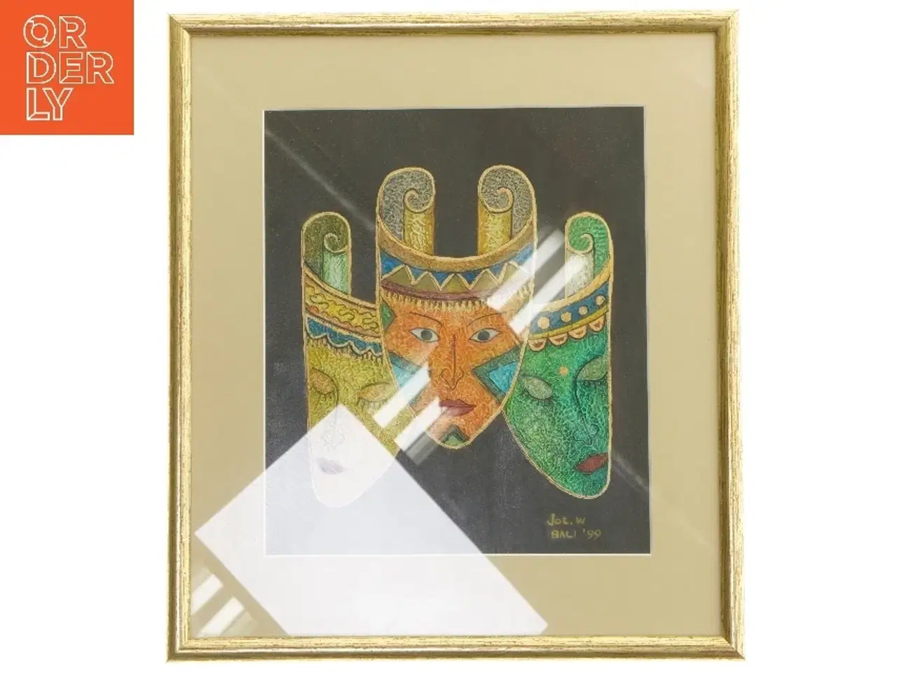 Billede 1 - Indrammet kunstværk (str. 37x33 cm)