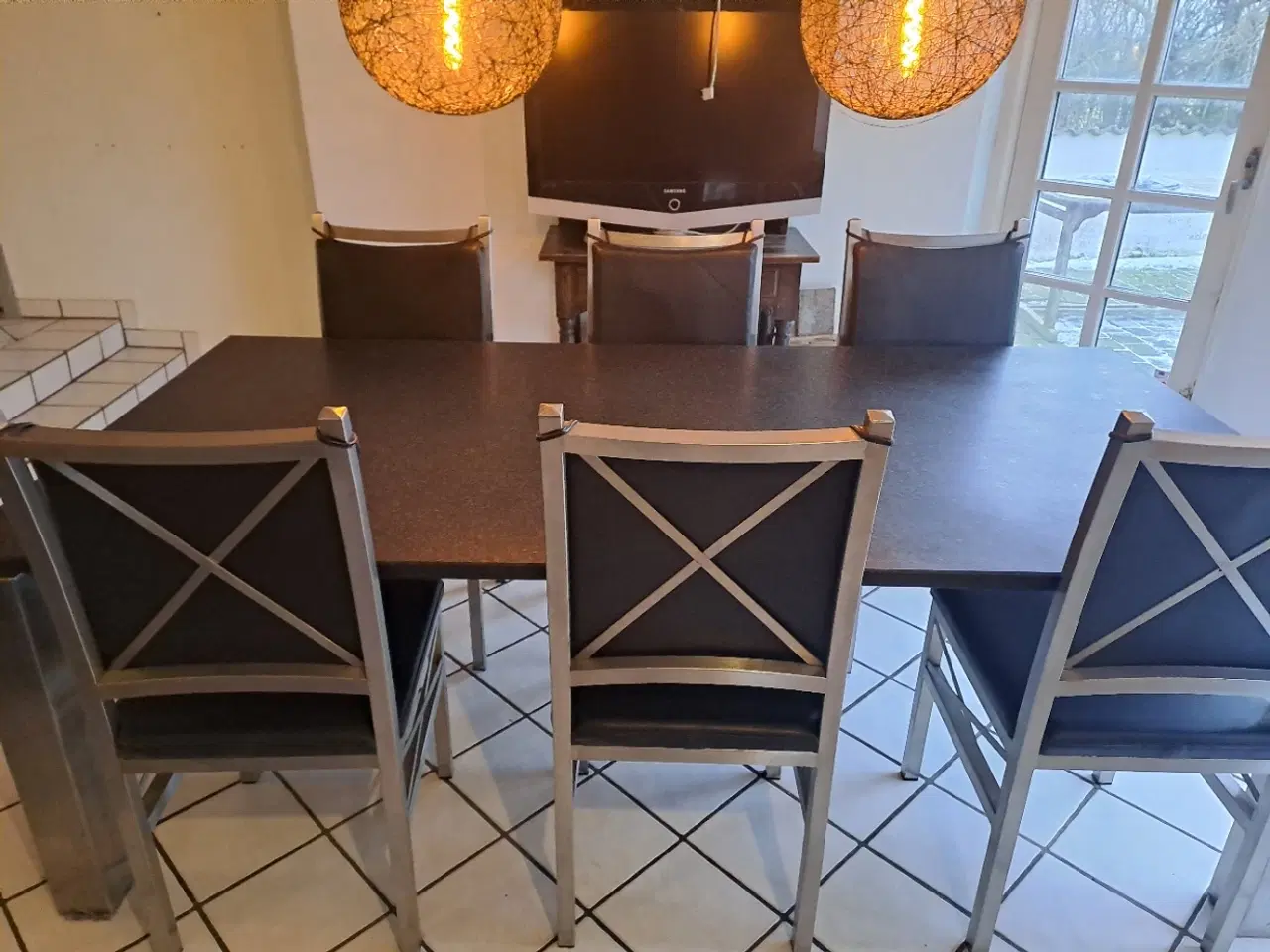 Billede 3 - Marmor bord og 6 stoæe