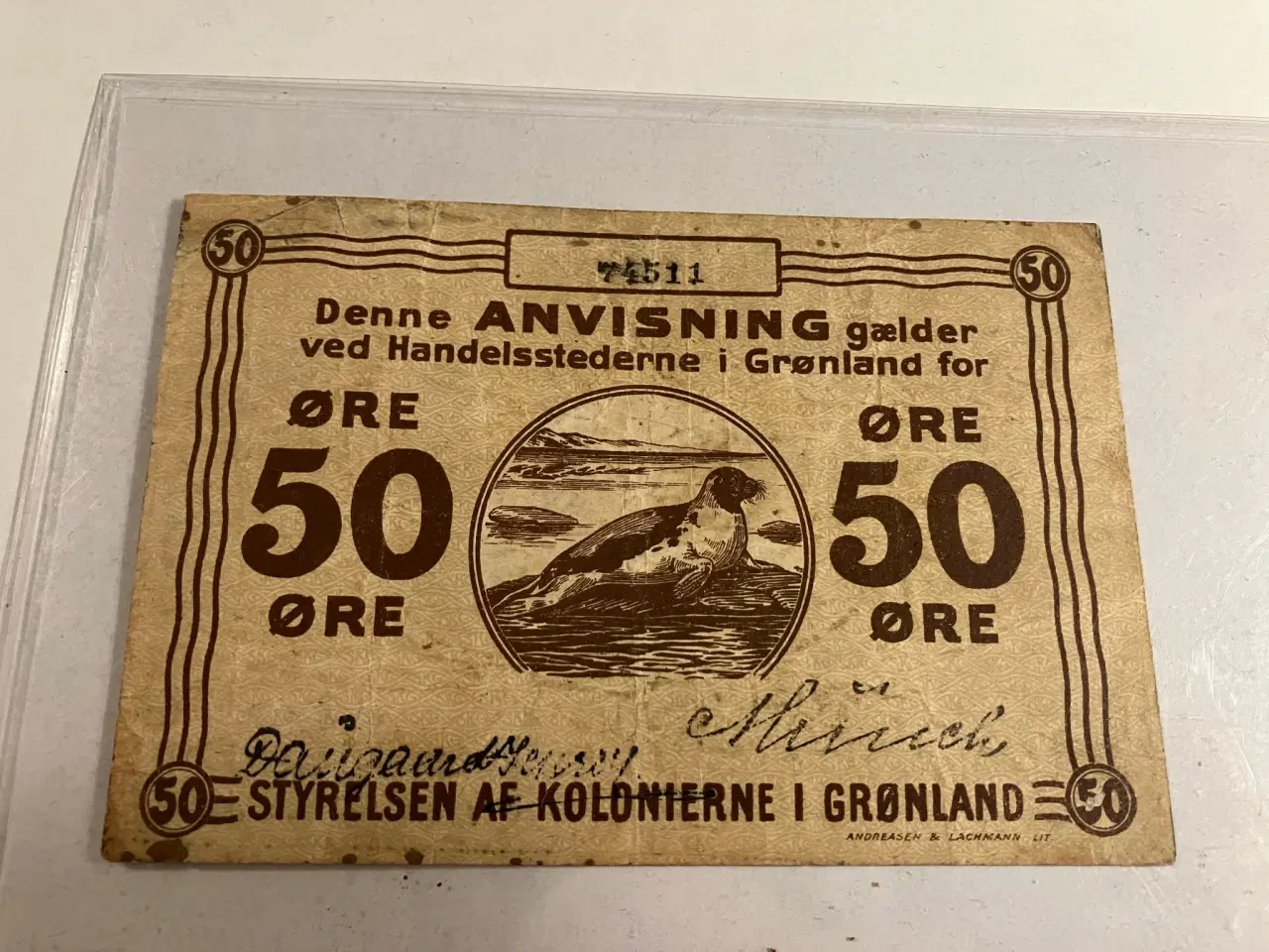 Billede 1 - 50 øre anvisning Grønland